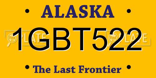 1GBT522 Alaska License Plate