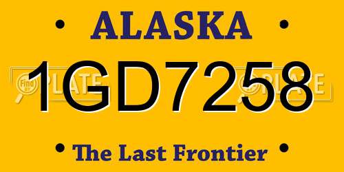 1GD7258 Alaska License Plate