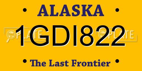 1GDI822 Alaska License Plate