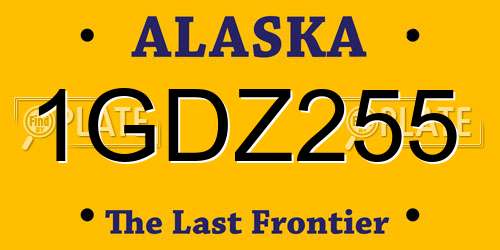 1GDZ255 Alaska License Plate