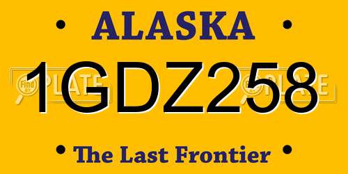 1GDZ258 Alaska License Plate