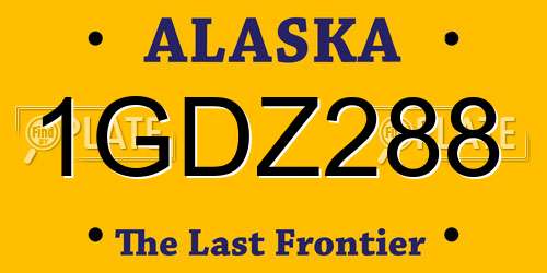 1GDZ288 Alaska License Plate