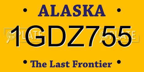 1GDZ755 Alaska License Plate
