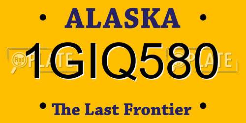 1GIQ580 Alaska License Plate