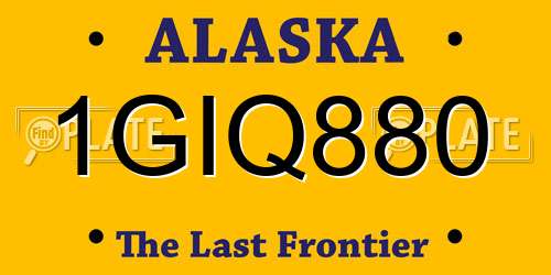 1GIQ880 Alaska License Plate