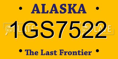 1GS7522 Alaska License Plate