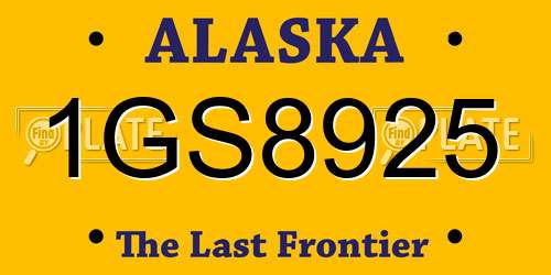 1GS8925 Alaska License Plate