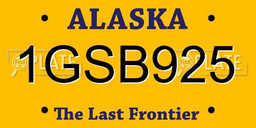 1GSB925 Alaska License Plate