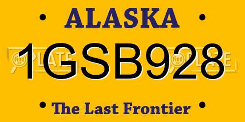 1GSB928 Alaska License Plate