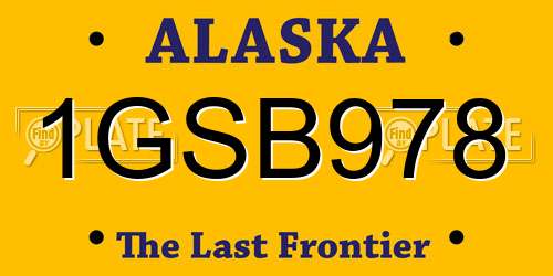 1GSB978 Alaska License Plate