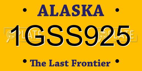 1GSS925 Alaska License Plate