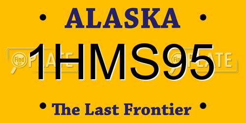 1HMS95 Alaska License Plate