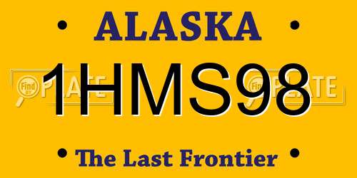 1HMS98 Alaska License Plate
