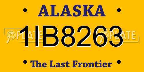 1IB8263 Alaska License Plate