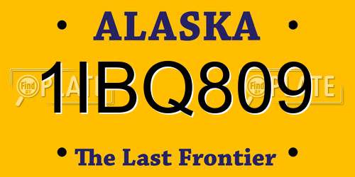 1IBQ809 Alaska License Plate