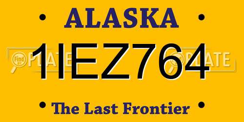 1IEZ764 Alaska License Plate