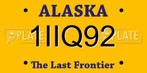 1IIQ92 Alaska License Plate