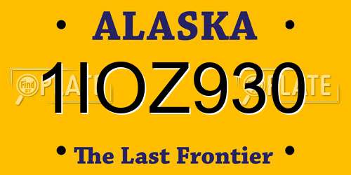 1IOZ930 Alaska License Plate