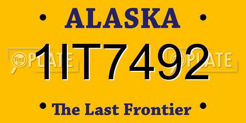 1IT7492 Alaska License Plate