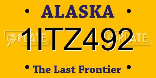 1ITZ492 Alaska License Plate