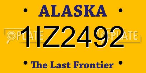 1IZ2492 Alaska License Plate