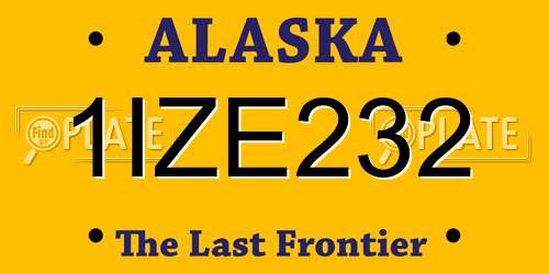 1IZE232 Alaska License Plate