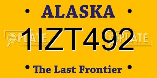 1IZT492 Alaska License Plate