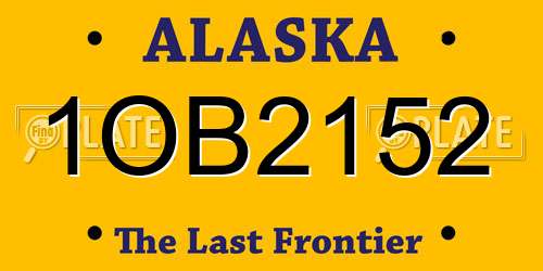 1OB2152 Alaska License Plate