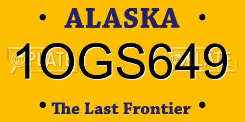 1OGS649 Alaska License Plate