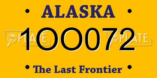 1OO072 Alaska License Plate
