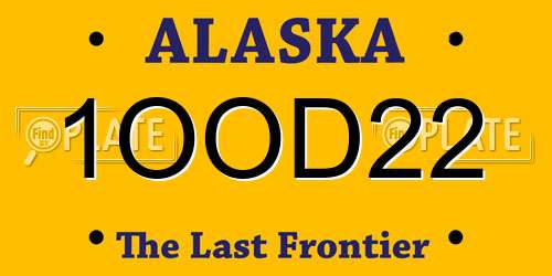 1OOD22 Alaska License Plate