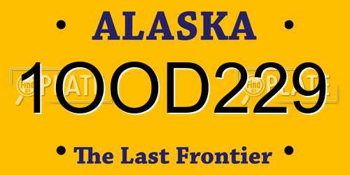 1OOD229 Alaska License Plate