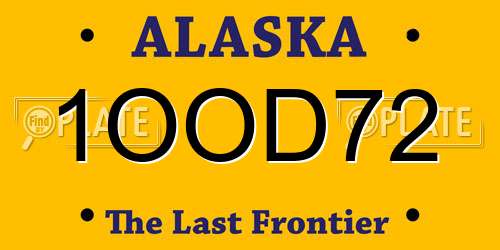 1OOD72 Alaska License Plate