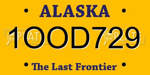 1OOD729 Alaska License Plate
