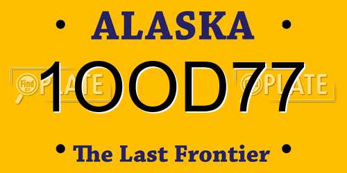 1OOD77 Alaska License Plate