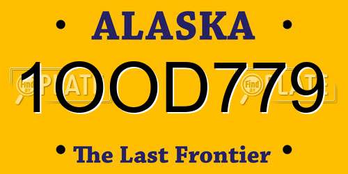1OOD779 Alaska License Plate