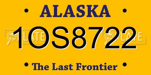 1OS8722 Alaska License Plate