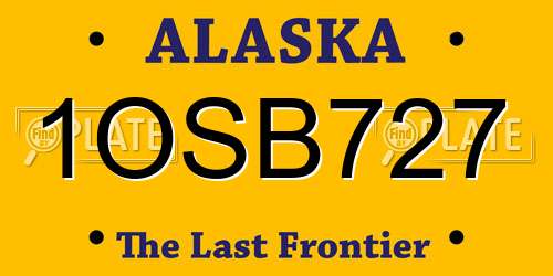 1OSB727 Alaska License Plate