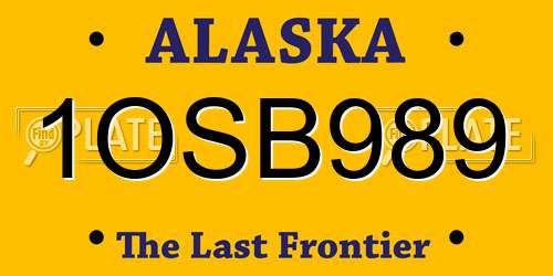 1OSB989 Alaska License Plate