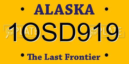 1OSD919 Alaska License Plate