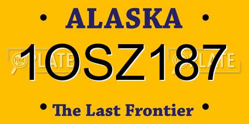 1OSZ187 Alaska License Plate