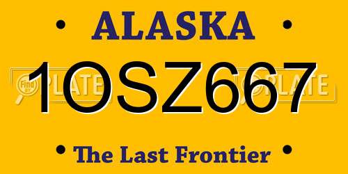 1OSZ667 Alaska License Plate