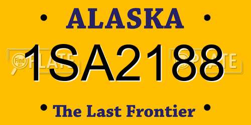1SA2188 Alaska License Plate