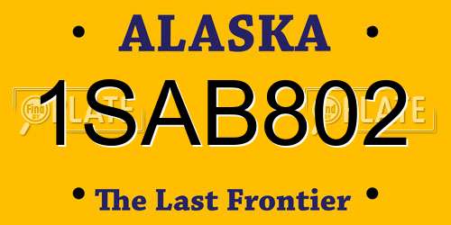 1SAB802 Alaska License Plate