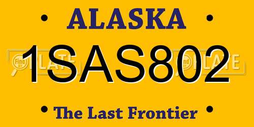 1SAS802 Alaska License Plate
