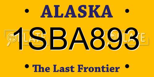 1SBA893 Alaska License Plate
