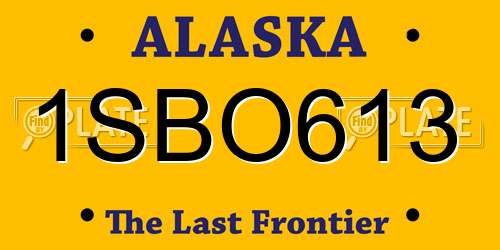 1SBO613 Alaska License Plate