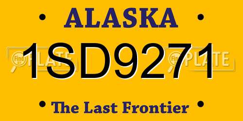 1SD9271 Alaska License Plate