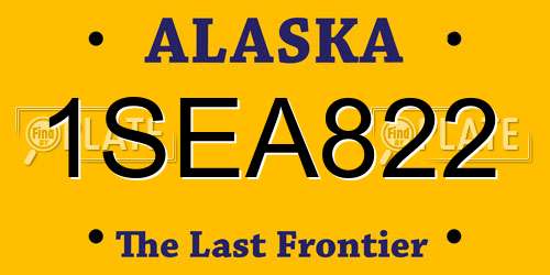 1SEA822 Alaska License Plate