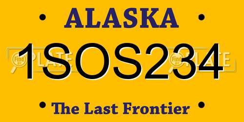 1SOS234 Alaska License Plate